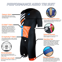 PERFORMANCE Aero Short Sleeve Tri Suit (Long Body)