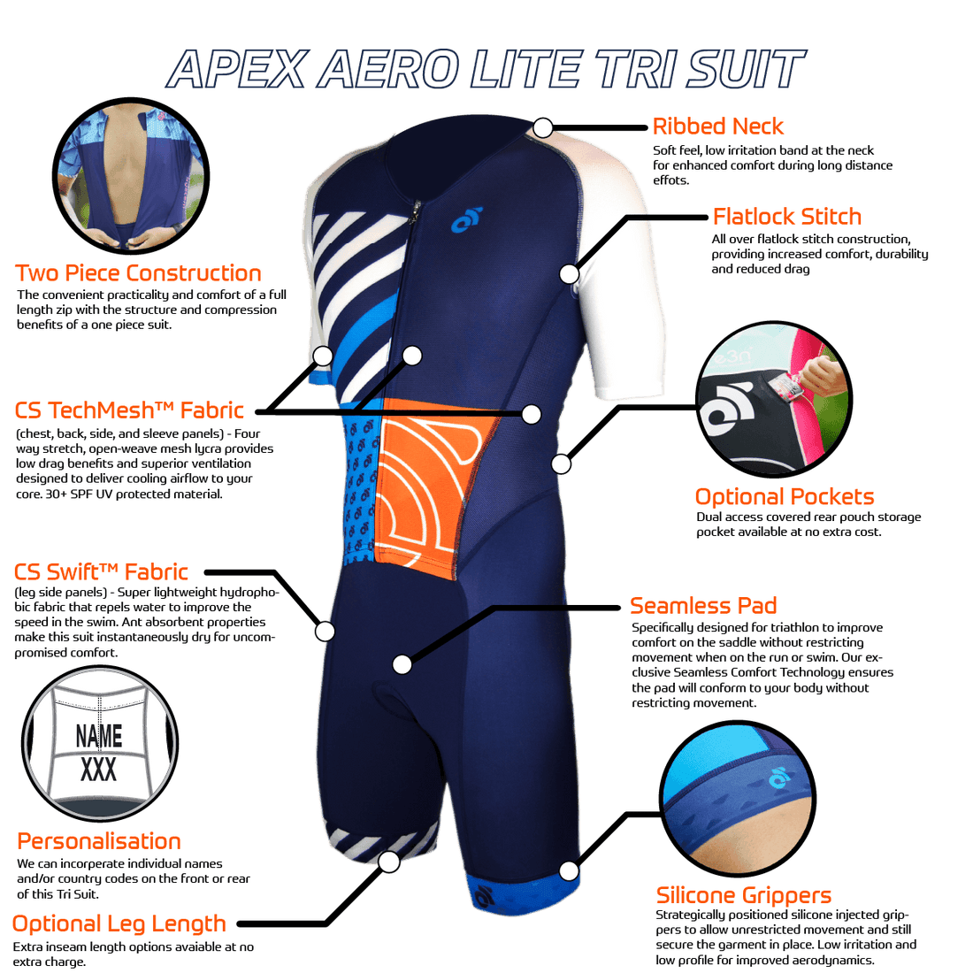 APEX Aero Lite Short Sleeve Tri Suit Champion System UK