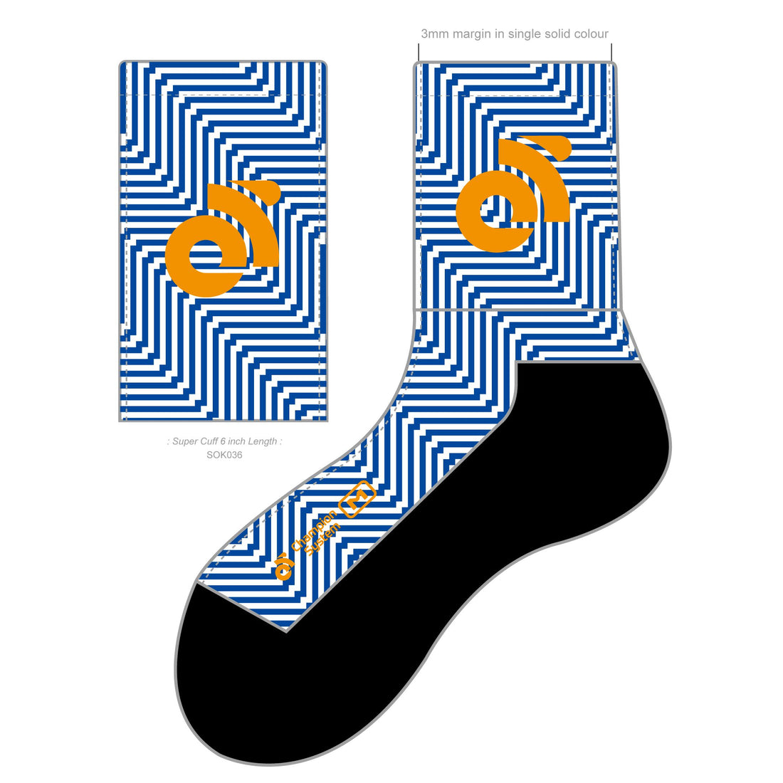 Sublimated Sock 6 Inch Champion System UK